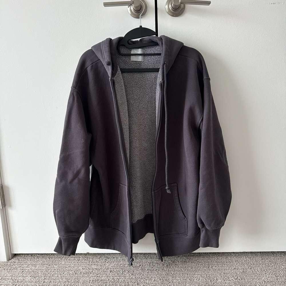 ARITZIA COZY FLEECE BOYFRIEND ZIP-UP HOODIE